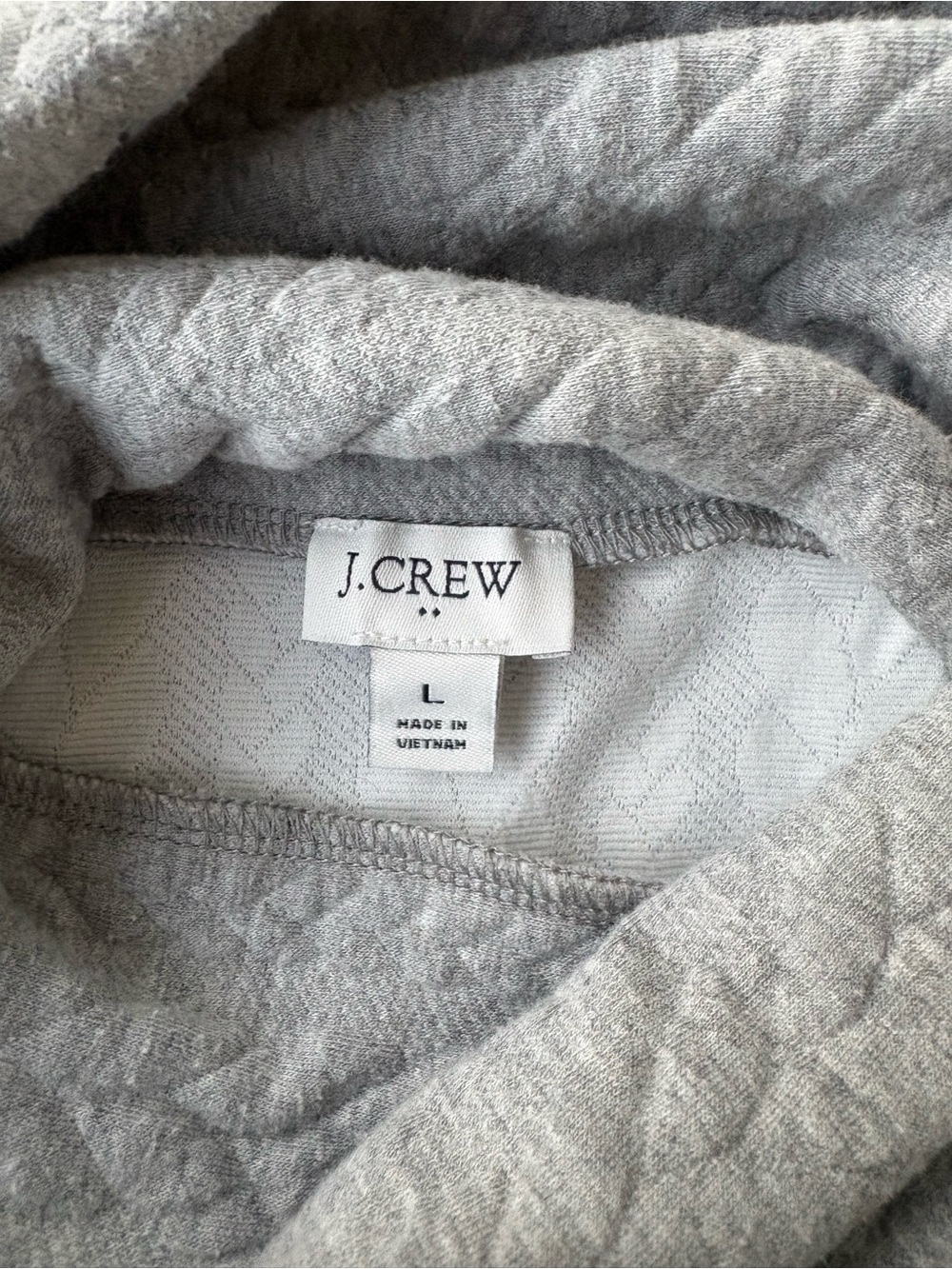 J. Crew Light Gray Quilted Cowl Sweater